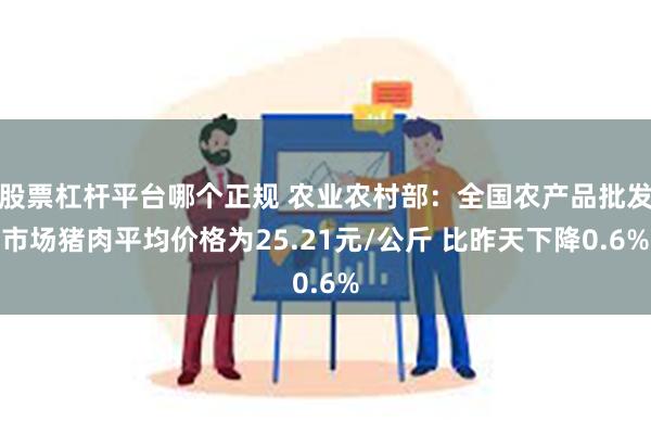 股票杠杆平台哪个正规 农业农村部：全国农产品批发市场猪肉平均价格为25.21元/公斤 比昨天下降0.6%