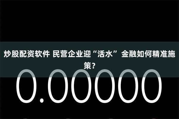 炒股配资软件 民营企业迎“活水” 金融如何精准施策？