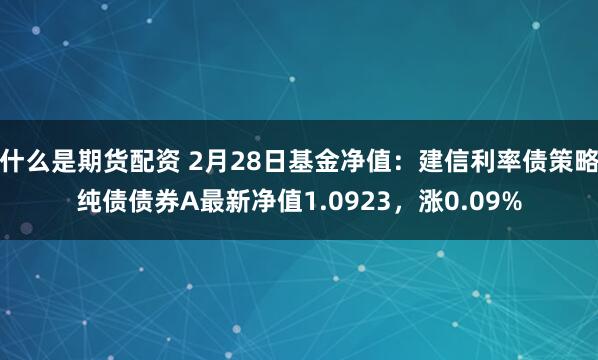 什么是期货配资 2月28日基金净值：建信利率债策略纯债债券A最新净值1.0923，涨0.09%