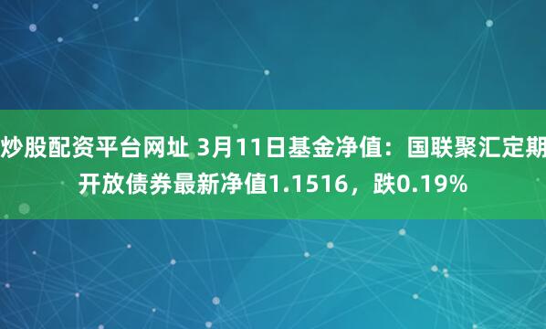 炒股配资平台网址 3月11日基金净值：国联聚汇定期开放债券最新净值1.1516，跌0.19%